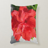 赤い二重ハイビスカスフラワー アクセントクッション (正面(垂直))