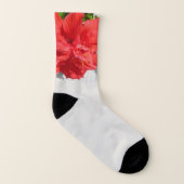 赤い二重ハイビスカスフラワー ソックス (右外側)