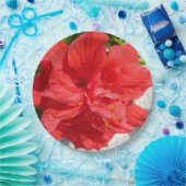 赤い二重ハイビスカスフラワー ペーパープレート (パーティー)