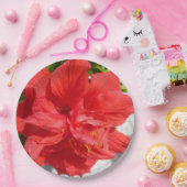 赤い二重ハイビスカスフラワー ペーパープレート (パーティー)