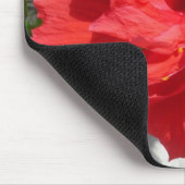 赤い二重ハイビスカスフラワー マウスパッド (コーナー)