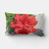 赤い二重ハイビスカスフラワー ランバークッション (裏面)