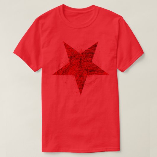 赤い五角形の反転シンボル Tシャツ (デザイン正面)
