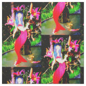 赤い人魚が仲間に入る ファブリック (クローズアップ)