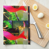 赤い人魚たちのパーティー キッチンタオル (四つ折り)