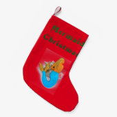 赤い人魚のクリスマス スモールクリスマスストッキング (正面 (吊り時))
