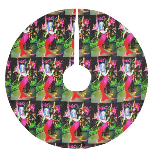 赤い人魚の美しいのパーティを楽しむこと ブラッシュドポリエステルツリースカート (正面)