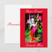 赤い人魚パーソナライズされたの仲間 招待状 (正面/裏面)