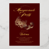 赤い仮装パーティー 箔招待状 (正面)