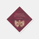 赤い仮装マスクエレガントキンセアニェラ スタンダードカクテルナプキン (角)