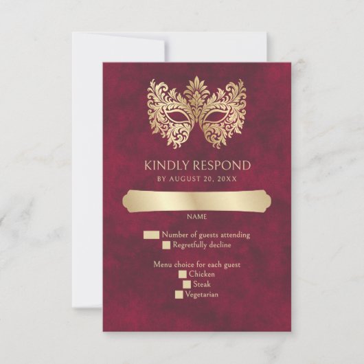 赤い仮装マスクエレガントキンセアニェラ 出欠カード (正面)