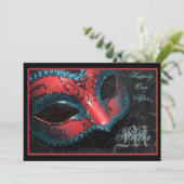 赤い仮面舞踏会のルネサンスの結婚式招待状 招待状 (スタンド正面)