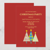 赤い企業のクリスマスパーティー 招待状 (正面/裏面)