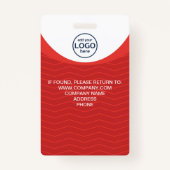 赤い企業のビジターパスIDカスタムロゴ バッジ (裏面)