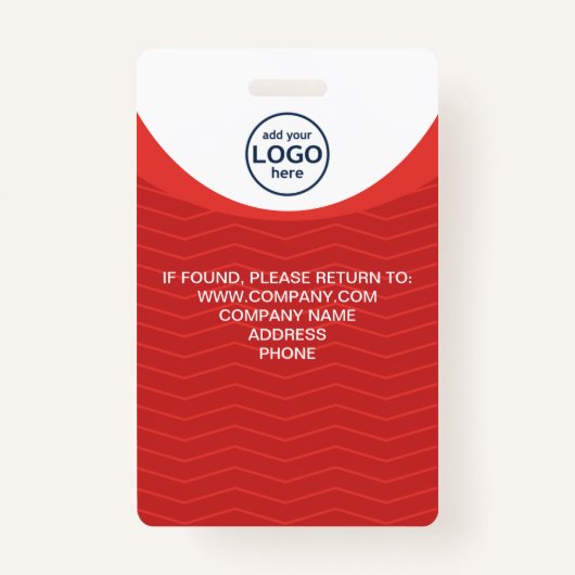 赤い企業のビジターパスIDカスタムロゴ バッジ (裏面)