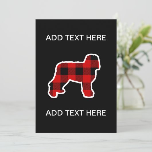 赤い伐採者チェック柄のニューフィプー犬 シーズンカード (スタンド正面)