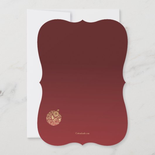 赤い休日のオーナメントの写真の休日カード 招待状 (裏面)