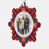 赤い休日のプレイドシンプル2写真メリークリスマス オーナメントカード (左)