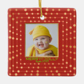 赤い休日の写モダン真 セラミックオーナメント (正面)