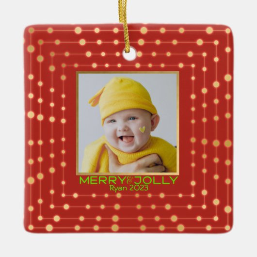 赤い休日の写モダン真 セラミックオーナメント (正面)