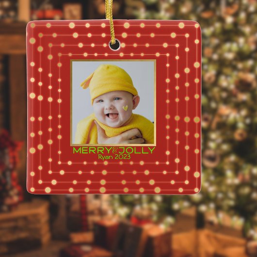 赤い休日の写モダン真 セラミックオーナメント