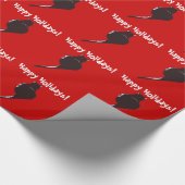 赤い休日の包装紙の黒猫 ラッピングペーパー (角)