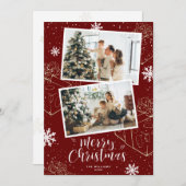赤い休日メリークリスマスプレゼント写真カード シーズンカード (正面/裏面)