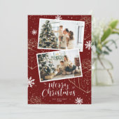 赤い休日メリークリスマスプレゼント写真カード シーズンカード (スタンド正面)