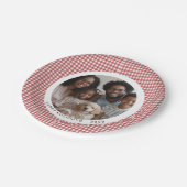 赤い伝統的ギンガムホリデーフォト ペーパープレート (アングル)