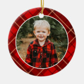 赤い伝統的クリスマスプレド写真 セラミックオーナメント (正面)