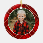 赤い伝統的クリスマスプレド写真 セラミックオーナメント (裏面)