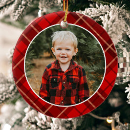 赤い伝統的クリスマスプレド写真 セラミックオーナメント