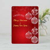 赤い伝統的メリークリスマスと新年おめでとう 箔シーズンカード (立ち正面)