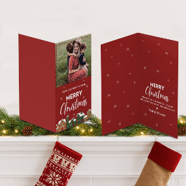 赤い伝統的写真メリークリスマスグリーティング