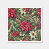 赤い伝統的素朴ポインセチアの切り離 スタンダードカクテルナプキン (正面)