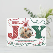 赤い伝統的緑の喜び写真クリスマスの貝 シーズンカード (スタンド正面)