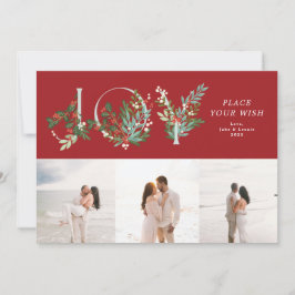 赤い伝統的葉の植物性JOYコラージュ写真 シーズンカード