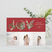 赤い伝統的葉の植物性JOYコラージュ写真 シーズンカード (スタンド正面)