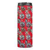 赤い例証スノーフレークと犬サンタの贈り物 タンブラー (裏面)