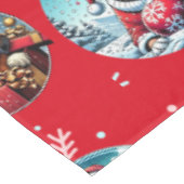 赤い例証スノーフレークと犬サンタの贈り物 テーブルクロス (アングル)