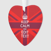 赤い保Calmユニオン・ジャック・フラグにテキストを持つ オーナメント (正面)