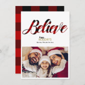 赤い信じプライドのクリスマスの休日のフォトカード 招待状 (正面/裏面)