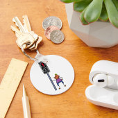 赤い信号を持つ歩行者の交ストップ渉の少年 キーホルダー