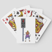 赤い信号を持つ歩行者の交ストップ渉の少年 トランプ (裏面)