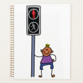 赤い信号を持つ歩行者の交ストップ渉の少年 プランナー手帳 (正面)