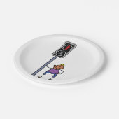 赤い信号を持つ歩行者の交ストップ渉の少年 ペーパープレート (アングル)