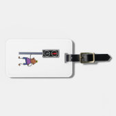 赤い信号を持つ歩行者の交ストップ渉の少年 ラゲッジタグ (正面横)