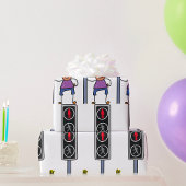 赤い信号を持つ歩行者の交ストップ渉の少年 ラッピングペーパー