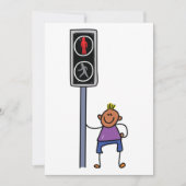 赤い信号を持つ歩行者の交ストップ渉の少年 招待状 (正面)