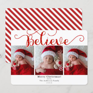 赤い信念 クリスマス ホリデー 3枚の写真 招待状